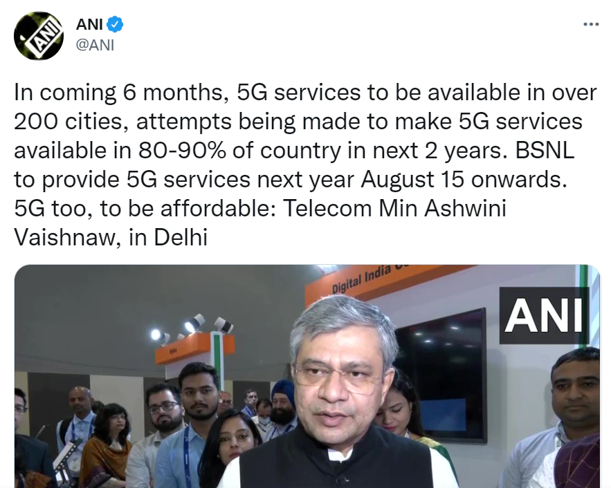 Over 200 cities to get 5G by March 2023, BSNL to launch 5G on August 15 next year